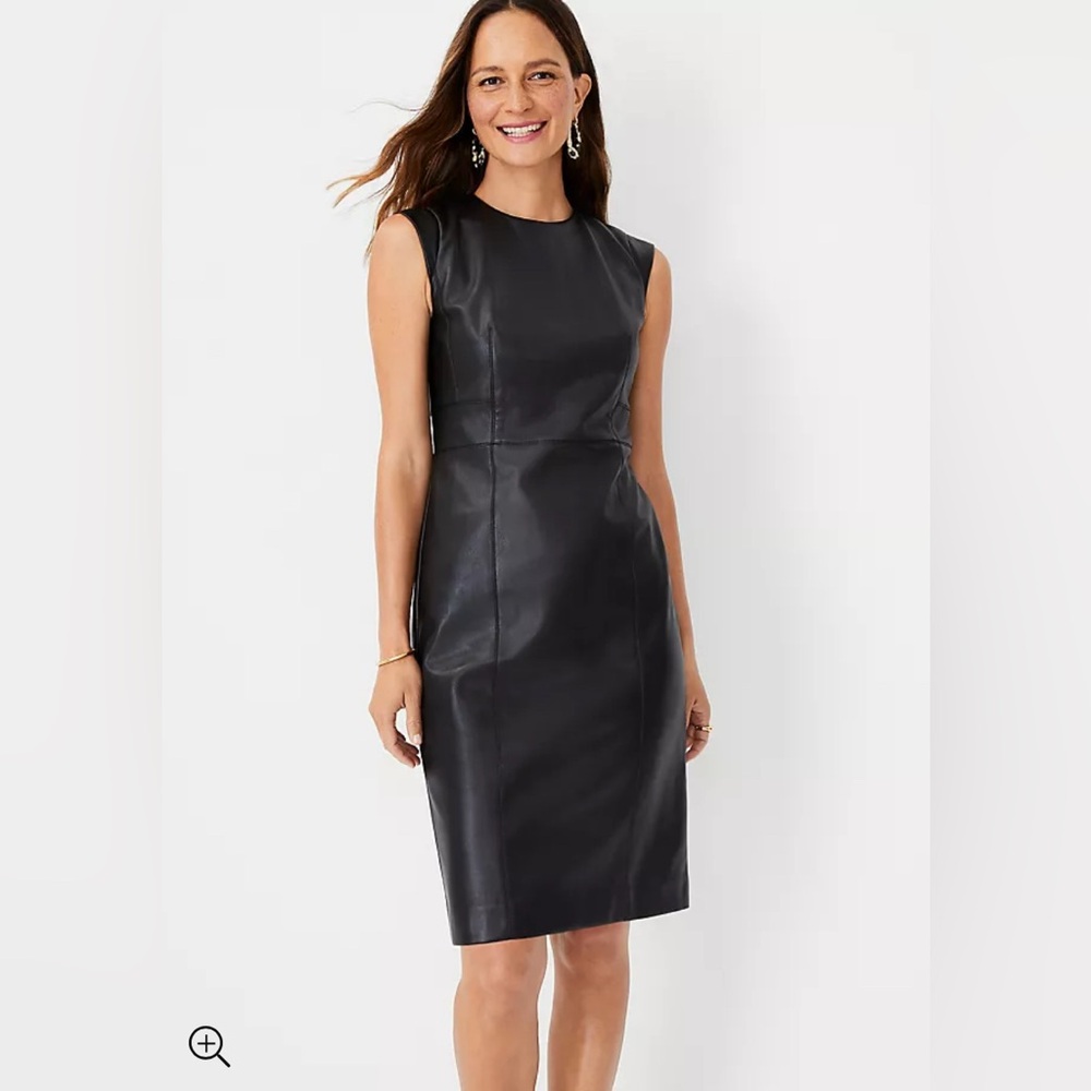 NWT Ann Taylor Faux Leather Cap Sleeve Sheath Dress Size 10